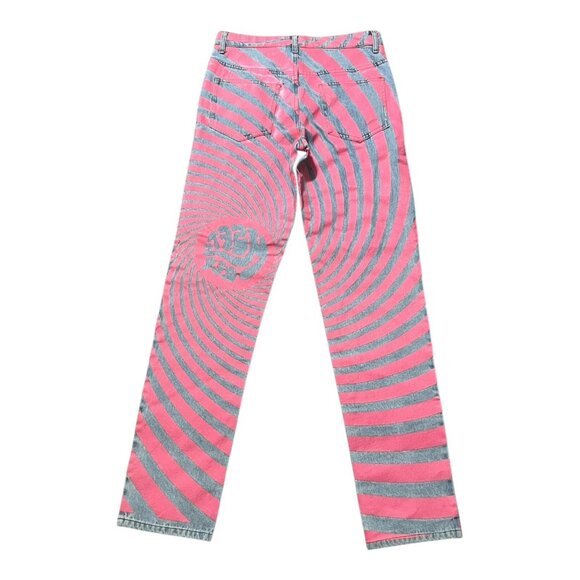 MSFTSrep Jaden Smith Straight Leg Logo Print Jeans Blue Pink Swirl Size 28 - Picture 11 of 13
